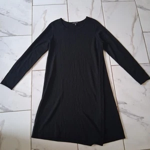 EILEEN FISHER 100% Merino Wool Side Panel Crewneck Long Sleeve Sweater Dress M - Picture 1 of 10
