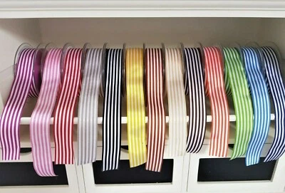 Berisfords PENCIL STRIPE candy cane Ribbon - 25mm - 15 Shades & various lengths - Image 1 of 4