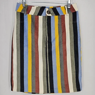 Listicle Striped Corduroy Skirt Colorful Casual Pencil Skirt Retro 70s Size L - Image 1 of 4