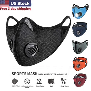 Máscara facial reutilizable válvulas respiratorias deportes ciclismo exterior filtro de carbono activo - Imagen 1 de 23