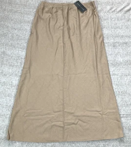 New Look Textured Midi Skirt Stone Size 12 High Waist Elastic Waistband - Picture 1 of 10