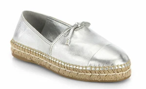 100% authentic Prada Metallic Leather Espadrilles sz 39.5 / 9.5US runs small - Picture 1 of 3
