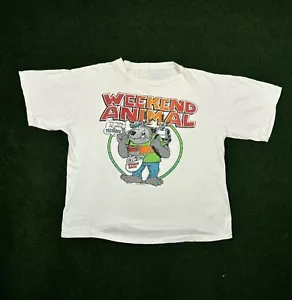 Vintage 1990s Weekend Animal T-Shirt Single Stitch Boxy Distressed - Picture 1 of 7