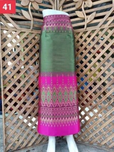 LAOS/THAI SILK SARONG SKIRT WAIST ONE SIZE WRAP AROUND/LENGTH 34/35" - Picture 1 of 117