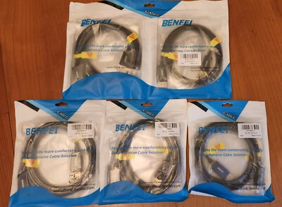 5 Packs of Benfei B_US_163black HDMI Male to Male Adapter Cable Cord Black - Image 1 of 4
