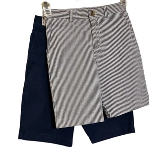 Nice Lot of 2 Polo Ralph Lauren Shorts Boys Chino Blue Striped Adjustable 7 & 8 - Picture 1 of 12
