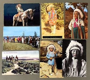 # T4356   NATIVE  AMERICAN  INDIANS   POSTCARD LOT,   7   DIF. CARDS - Picture 1 of 2