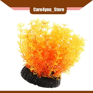 Item of 1 Aquarium Plastic Plants Fish Tank Landscape Plants Decor Yellow - Picture 1 of 8