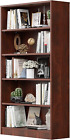 Wood Bookcase 5-Shelf Freestanding Display Wooden Bookshelf for Home Office Scho