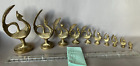 Rare 10-Piece Set Of Fine Brass Asian Peacock Opium Weights With Grams Noted.