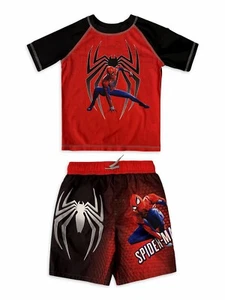 Spider-Man Swimsuit Swim Trunks Short Rash Guard Shirt Boys Marvel Avenger 5 6 7 - Picture 1 of 4