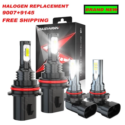 For Ford Mustang SVT Cobra 2003-2004 9007 9145 LED Headlight Fog Lights 4x Bulbs - Image 1 of 4