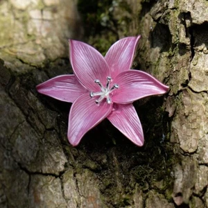 Brosche Lilie rosa Stern Gazer Blume - Bild 1 von 2