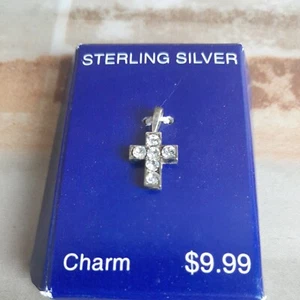 Small Sterling Silver Cross Charm - Picture 1 of 2