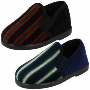 Boys Spot On Comfy Striped Full Slipper Anthony - Picture 1 of 21