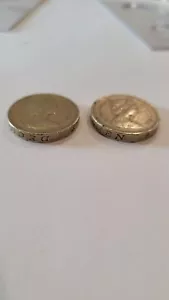 (2) 1983 UK British 1 Pound Coins - (1) with edge lettering upside down. FS - Picture 1 of 3