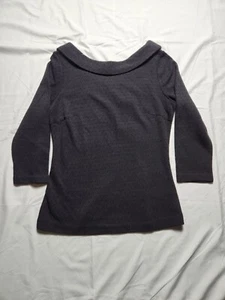NWT Boden Womens 2R Sarah Ottoman Ribbed Boat Neck 3/4 Sleeve Top Black - Picture 1 of 10
