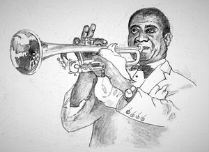 Jazz Trumpet Artist, New Orleans Jazz Player, Trumpet Wall Decor, Trumpet Art - Picture 1 of 2