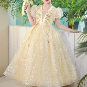 Fairy Girls Glitter Sequins Dress Casual Dancewear Banquet Evening Party Dress - Picture 1 of 11