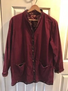 koos of course Jacket Reversible Maroon Floral Soft Corduroy L Pockets Autumn - Picture 1 of 10