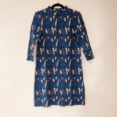 Issa London Mock Neck Geometric Mini Dress in Blue XS - Image 1 of 4