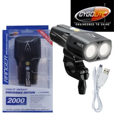 Cygolite Ranger 2000LM  Endurance USB Bike Front Head Light 9 Modes - Image 1 of 3