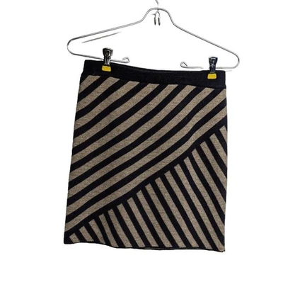 Falda Cynthia Rowley X-Pequeña Mezcla Lana Merino Mini Azul Marino Geo Líneas Elastizada XS Foto 1 de 3