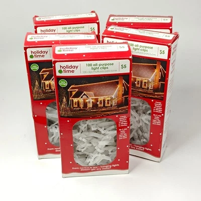 500 Holiday Time Christmas Light Clips All-Purpose Hooks 5x100 Clips Box New - Image 1 of 4