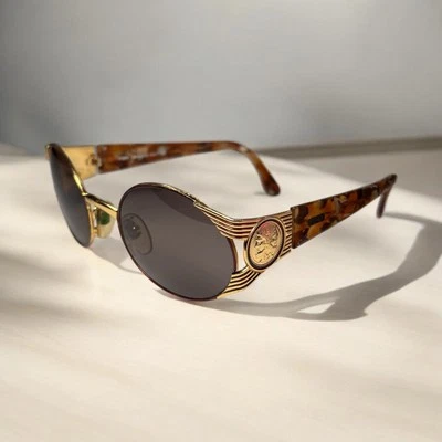 Gafas de sol FENDI vintage raras redondas grabadas doradas y marrón tortuga FS240  Foto 1 de 4