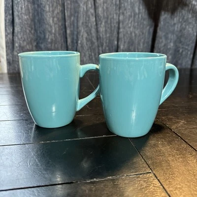 Royal Norfolk Turquoise Stoneware Coffee Mugs Dinnerware Cups New Set Of 2-RARE - Изображение 1 из 4