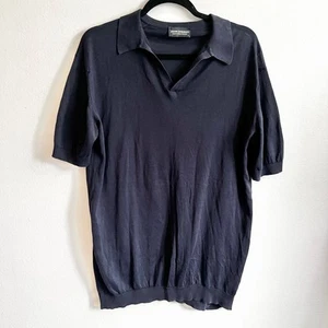 John Smedley Navy Polo V Neck Shirt, 100% Cotton MADE IN GREAT BRITAIN Large - Picture 1 of 7