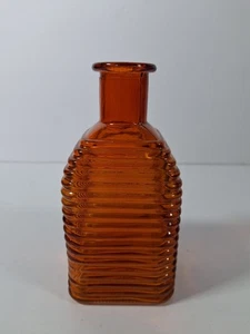 Amber Glass Ribbed Mini Vase Vintage  For Incense Or Keepsake - Picture 1 of 5