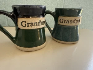 Handmade Stoneware Mugs Grandpa and Grandma - Picture 1 of 7