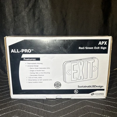 Cooper Lighting All-Pro APCH7R Thermoplastic Exit Sign/Emergency Combo LED - Image 1 of 3
