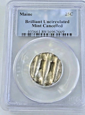 Certified Brilliant Uncirculated Mint Cancelled 2003 State of Maine 25C in Case - Image 1 of 4