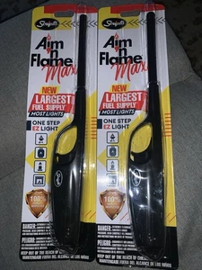 2 Scripto Aim N Flame Max Ez Light Black Lighter - Picture 1 of 4