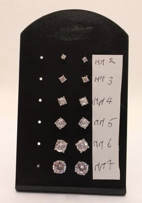 ORECCHINI PUNTI LUCE ARGENTO ZIRCONI TAGLIO BRILLANTE  MM 2 A MM 8 4 GRIFFES - Immagine 1 di 4