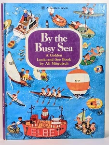 By The Busy Sea RARE Vintage Big Golden Press Childrens Look And See Book 1973 - Foto 1 di 6