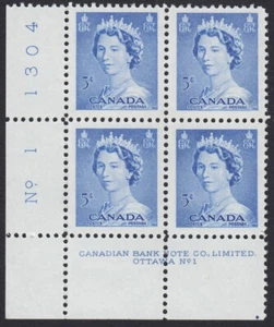 QUEEN ELIZABETH II, KARSH PORTRAIT = Canada 1953 #329 MNH LL Block of 4 Plate #1 - Foto 1 di 1