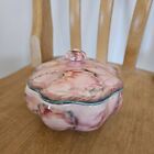 Wardle Pottery Art Deco Style Lobed Bowl with Lid Pink/ Blue Marbled Design