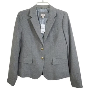 J. Crew Factory Wool Blend Schoolboy Blazer Grey Gold NWT Size 8 Business Casual - Picture 1 of 11