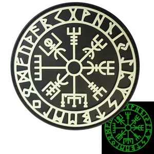 Vegvisir Viking Compass PVC rubber glow dark morale tactical futhark hook patch - Picture 1 of 7