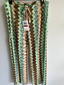 NWT Becca Cover Up Womens Small S/P Pants Knit Crochet Slit Swim Tassels Zig Zag - Picture 1 of 7