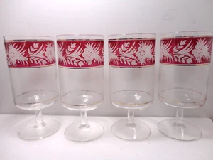 Bicchieri calice vintage 4 cera stelo croce tratteggiata con mirtillo inciso e fasce oro - Foto 1 di 7
