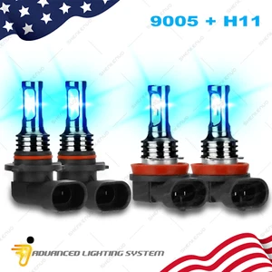 Kit de conversión de 2 pares de bombillas LED 9005 H11 haz alto bajo azul hielo 8000K - Imagen 1 de 12