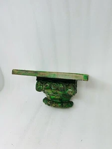 Antique Reclaimed Wooden Hand Carved Shelf  Old Wooden Green painted Shelf - Picture 1 of 4