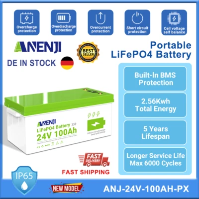 25.6V 100A 2.56Kwh LiFePO4 EVE Batteria Ricaricabile BMS Per Barca Camper Solare - Imagen 1 de 4