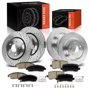 12x Front & Rear Drilled Brake Rotors & Brake Pads for Acura MDX 2017 2018-2020 - Picture 1 of 10