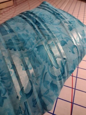 Baby Blue Chiffon Fabric with Floral & Shiny Print - Image 1 of 4
