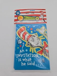 DR. SEUSS CAT IN THE HAT INVITATIONS (8) 2003 Cards Birthday Party Supplies - Picture 1 of 4